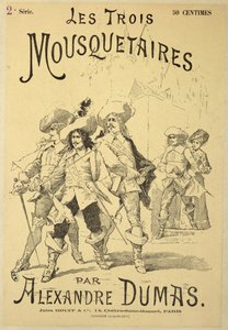 Capa de uma serialização de Os Três Mosqueteiros por Alexandre Dumas pere (1803-70) final do século XIX de French School