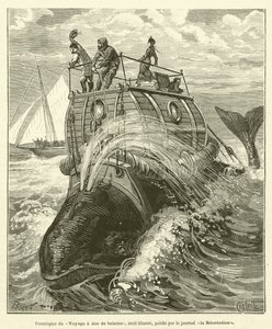 Frontispício à Voyage a dos de baleine, recit illustre, publicado pelo jornal la Recreation (gravura) de French School