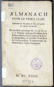 Frontispice do livro "Almanach pour le temps passé", de Jean Guerin de French School