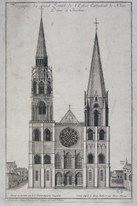 Frontispício do grande portal da Igreja Catedral de Notre Dame à Chartres, projetado no local pelo engenheiro geógrafo de São Vicente, sd. Século XIX de French School