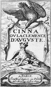 Frontispício de Cinna ou o Clemence de Augustus por Pierre Corneille (1606-84) publicado em 1643 de French School