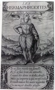 Frontispício de Les Hermaphrodites de Thomas Artus, 1605 de French School
