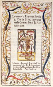 Frontispício de um livro sobre a entrada de Marguerite de Navarra (1492-1549) em Paris em 1531 de French School