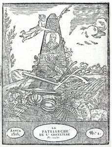 Frontispício para um almanaque agrícola com um retrato de Olivier de Serres (1539-1619) 1816 de French School