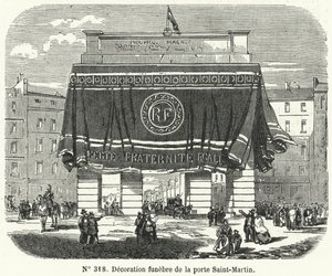 Decoração funerária da Porte Saint-Martin em homenagem às vítimas da revolta dos Dias de Junho, Paris de French School