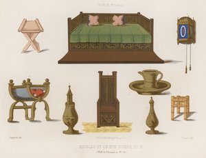 Móveis e vários objetos da França do século XIV de French School