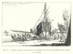 Galé francesa, do tempo de Luís XIII; depois de um desenho de Etienne de la Belle, século XVII (gravura) de French School