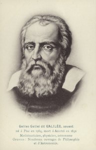Galileu Galilei (1564-1642), físico, matemático e astrónomo italiano (litografia) de French School
