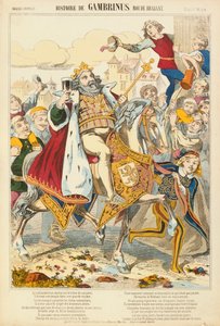 Gambriunus, lendário rei da Flandres, panfleto publicado por Verlag Haguenthal, Pont-a-Mousson, 1860 de French School