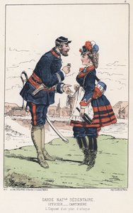 Garde Nationale Sedentaire (gravura a cores) de French School