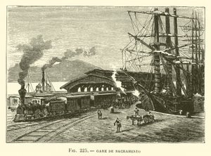 Gare de Sacramento (engraving) de French School