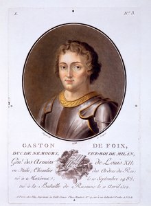 Gaston de Foix, duque de Nemours, de retratos de grandes homens, mulheres ilustres e assuntos memoráveis da França, publicado em 1787-92. de French School