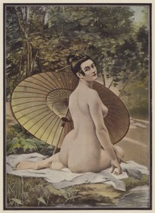 Geisha a tomar banho (cor litho) de French School