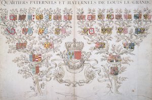 Genealogia de Luís XIV (1638-1715) mostrando seu direito à coroa da França, 1643 de French School