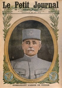 General Nivelle comandando o exército de Verdun, ilustração da capa do Le Petit Journal, suplemento ilustrado, 28 de maio de 1916 de French School