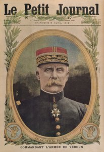 General Petain comandando o exército de Verdun, ilustração da capa do Le Petit Journal, suplemento ilustrado, 9 de abril de 1916