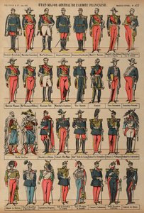 Estado-Maior do Exército Francês (gravura a cores) de French School