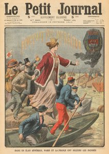 Generosidade da cidade de Paris e da França no resgate das vítimas das inundações, ilustração de &39;Le Petit Journal&39;, suplemento ilustre, 13 de fevereiro de 1910