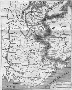 Mapa geográfico do Duche de Savoie e do Conde de Nice de French School