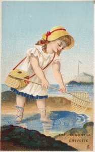 Menina, pesca, para, camarões de French School