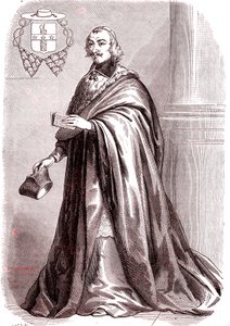 Giulio Raimondo Mazzarino, cardeal e diplomata francês de origem italiana.1865 (gravura) de French School