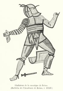 Gladiador do mosaico Rheims (gravura) de French School