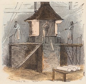 Fabricação de vidro (gravura colorida) de French School