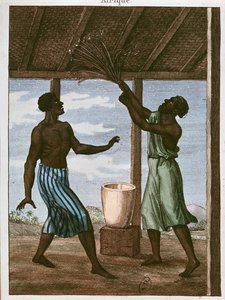 Preto da Costa de Ouro consultando o seu destino, 1812 (gravura a cores)