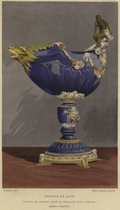 Taça de lápis-lazúli em forma de gôndola, decorada em prata dourada e esmaltada, Século XVI de French School