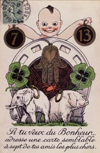 Cartão de boa sorte, c.1920 de French School