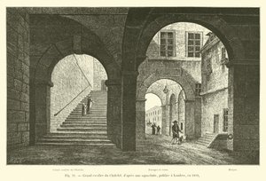 Grande escadaria de Chatelet, depois de um tom de aqua, publicado em Londres, em 1809 de French School