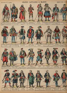Grandes figuras militares (gravura a cores) de French School