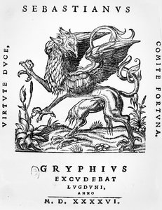 Emblema das impressoras Griffin de Sebastianus Gryphius, Lyon, 1546 de French School