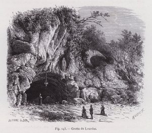 Gruta de Lourdes (gravura) de French School
