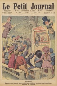 Guignol e Gnafron, famosas marionetas francesas de um espetáculo de Lyon (litografia a cores) de French School