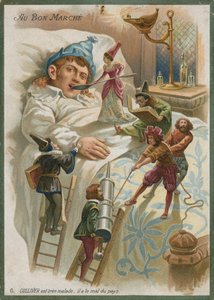 Gulliver doente em Lilliput de French School