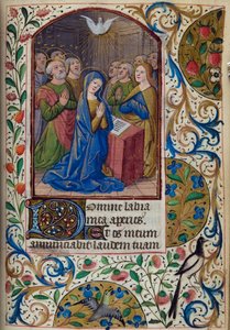 H - L-3-3 fol. 104r Pentecostes, do Livro das Horas, Uso de Paris, meados do século XV de French School