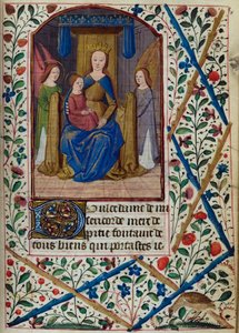 H - L-3-3 fol. 148r Virgem com o Menino, do Livro das Horas, Uso de Paris, meados do século 15 de French School