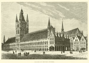 Salões e Belfry de Ypres (gravura) de French School