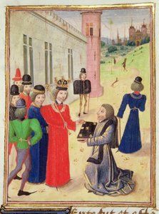 Harl 4380 f.233v Froissart apresenta o seu livro a Ricardo II, de Froissart
