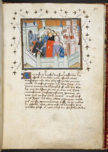 Harley 1319 f.50, Richard II e Bolingbroke em Flint Castle, c.1401-05 (pergaminho) de French School