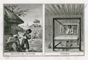 Colheita de cânhamo e tecelagem de cânhamo de French School