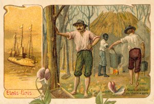 Colheita de seiva de bordo para fazer xarope de bordo, Estados Unidos (chromolitho) de French School