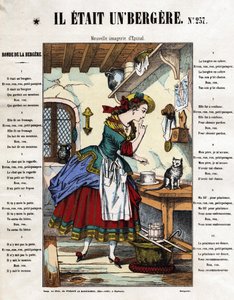 Ele era uma pastora. Canção infantil. Foto de Epinal do século XIX. de French School