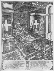 Henri IV (1553-1610) em seu leito de morte, 1610 de French School