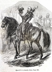 Henri IV (1553 - 1610) na Batalha de Ivry (14/03/1590) - no "Histoire de France" de L.-P. Anquetil de French School