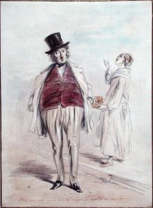 "Aqui está um nariz que adquiriu a sua cor por um preço! (aguarela sobre papel) de French School
