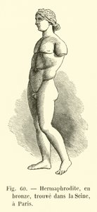 Hermafrodita, em bronze, encontrado no Sena, Paris (gravura) de French School