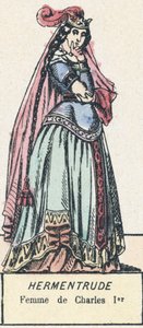 Hermentrude, Esposa de Carlos I (gravura a cores) de French School