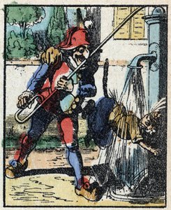 História da Dra. Pulcinella (Polichinelle). Gravura em madeira de Imaging Pellerin - Epinal, sd. Final do século XIX. de French School